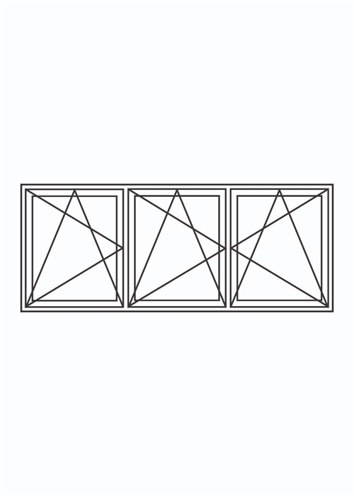 Kunststof Kozijn Samengesteld 3-delig draaikiepraam met 2 stijlen of stolp + 1 stijl K-Vision