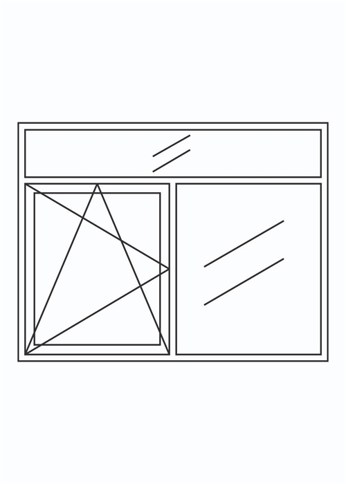 Kunststof Kozijn, Samengesteld draai-kiepraam, met vast zijlicht en vast bovenlicht K-Vision
